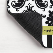 Damask Schwarz-weiße Chartreuse + Stripes Mouse Pa Mousepad (Ecke)