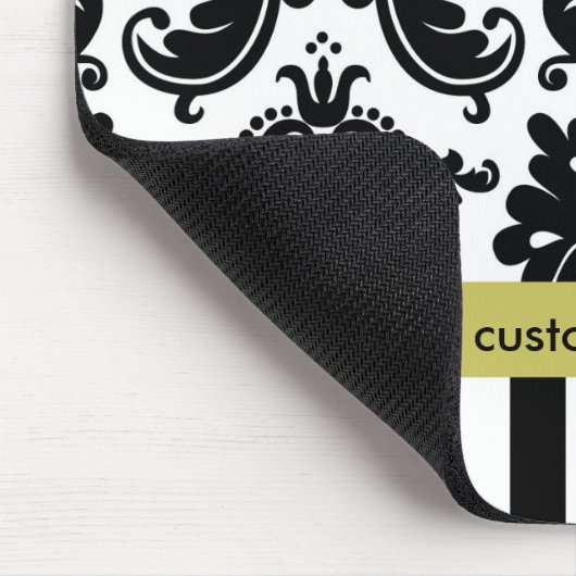 Damask Schwarz-weiße Chartreuse + Stripes Mouse Pa Mousepad (Ecke)