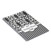 Damask Schwarz-weiße Streifen Hochzeitsplaner Note Notizblock (Rechte Seite)