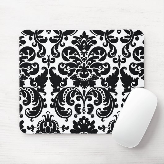Damask Schwarz-weißer eleganter Computer-Maus-Pad Mousepad (Mit Mouse)
