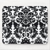 Damask Schwarz-weißer eleganter Computer-Maus-Pad Mousepad (Vorne)