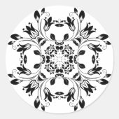 Damask Schwarzweiß-Aufkleber Runder Aufkleber (Vorderseite)