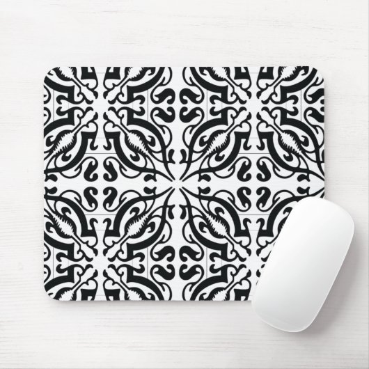 DAMASK - Schwarzweiß Mousepad (Mit Mouse)