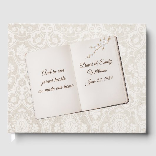 Damask Scrapbook For Wedding Anniversary Gästebuch (Vorderseite)