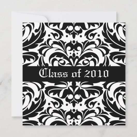 Damask Scroll Class of Abschluss Invitation Einladung (Vorderseite)