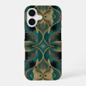 Damask Seamless Repetitive Pattern Flowers Teal iPhone 16 Hülle (Rückseite)