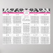 Damask Seating Chart Tischnummern - Alphabetisch Poster (Vorne)