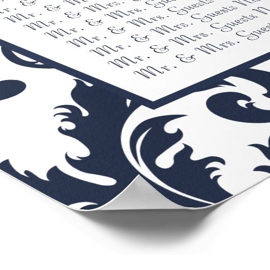 Damask Seating Chart Tischnummern - Alphabetisch Poster (Ecke)