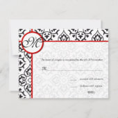 Damask Side Borders Red Trim Wedding RSVP (Rückseite)