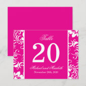 Damask Sides Tischnummern (Magenta Pink / Weiß) (Vorne/Hinten)