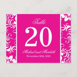 Damask Sides Tischnummern (Magenta Pink / Weiß)