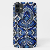 Damask Silver Black Abstrakt Case-Mate iPhone Hülle (Rückseite)