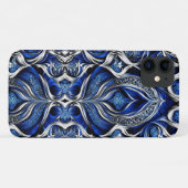 Damask Silver Black Abstrakt Case-Mate iPhone Hülle (Rückseite (Horizontal))