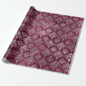 Damask Silver Gray Royal Burgundy Beet Funkelnd Geschenkpapier (Ungerollt)