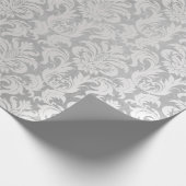 Damask Silver Gray Royal Metallic Elegant Wedding Geschenkpapier (Ecke)