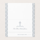 Damask Silver Grey First Communion Religious Cross (Außenseite Aufgefaltet)