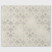 Damask Silver Ivory Gray Grey Royal Ornament Forma Geschenkpapier (Flach)