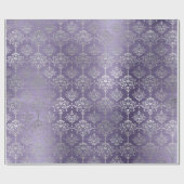 Damask Silver Lila Plum Royal Ornament Formal Geschenkpapier (Flach)