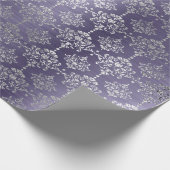 Damask Silver Lila Plum Royal Ornament Formal Geschenkpapier (Ecke)