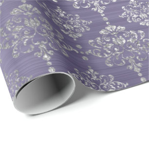 Damask Silver Lila Plum Royal Ornament Formal Geschenkpapier