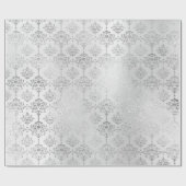 Damask Silver Monochromatisches Royal Ornament For Geschenkpapier (Flach)