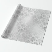 Damask Silver Monochromatisches Royal Ornament For Geschenkpapier (Ungerollt)