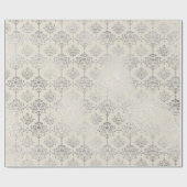 Damask Silver Royal Metallic Ivory Hütte Geschenkpapier (Flach)