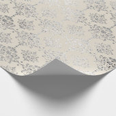 Damask Silver Royal Metallic Ivory Hütte Geschenkpapier (Ecke)