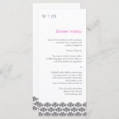 Damask Simplicity Gray Pink Wedding Menu Menükarte (Vorne/Hinten)