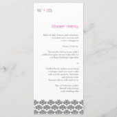 Damask Simplicity Gray Pink Wedding Menu Menükarte (Vorderseite)
