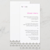 Damask Simplicity Taupe Pink Wedding Menü Menükarte (Vorne/Hinten)