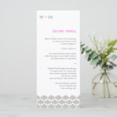 Damask Simplicity Taupe Pink Wedding Menü Menükarte (Stehend Vorderseite)