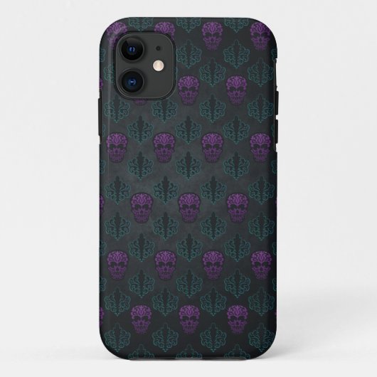 DAMASK SKULL AQUAMARIN LILA Case-Mate iPhone HÜLLE (Rückseite)