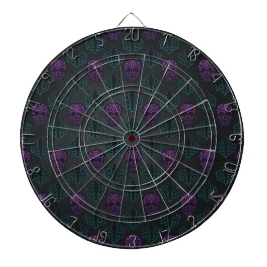 DAMASK SKULL AQUAMARIN LILA DARTSCHEIBE (vorne)