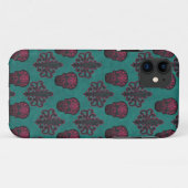 DAMASK SKULL HOT PINK AUF AQUAMARIN Case-Mate iPhone HÜLLE (Rückseite (Horizontal))