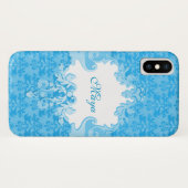 Damask sky blue name case (Rückseite (Horizontal))