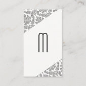 Damask Slanted Modern Monogram Visitenkarte (Vorderseite)