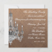 Damask Sofa Chandelier Housewarming Party Einladung (Rückseite)