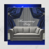 Damask Sofa Elegantes Drapes Housewarming Party Einladung (Vorne/Hinten)