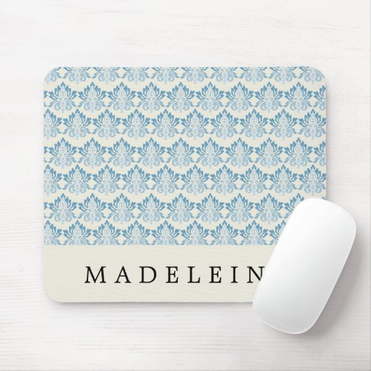 Damask Soft Blue Mousepad (Mit Mouse)