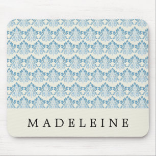 Damask Soft Blue Mousepad