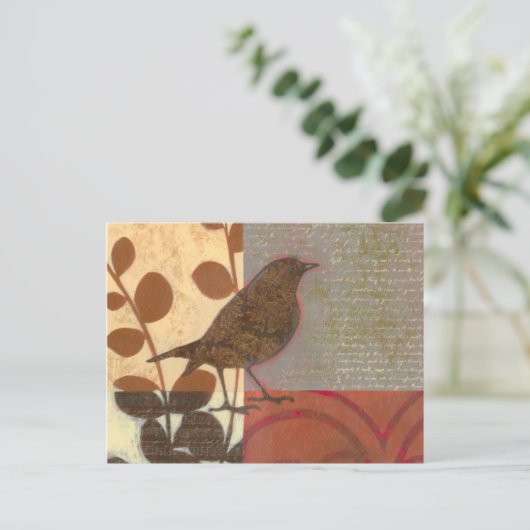 Damask Sparrow Postkarte (Stehend Vorderseite)