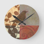Damask Sparrow Runde Wanduhr (Vorderseite)