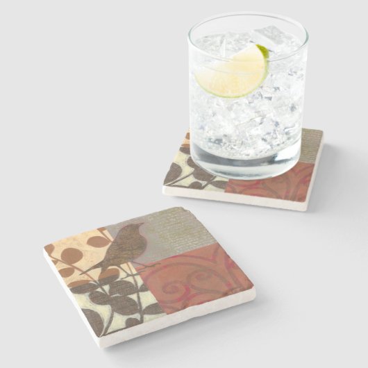 Damask Sparrow Steinuntersetzer (Seitenansicht)