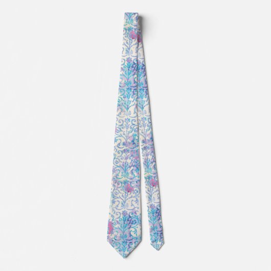 Damask Spring Blue Floral Pattern Krawatte (Vorderseite)