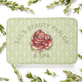 Damask Spring Green Pattern With Rose Badematte
