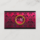 DAMASK SQUARE MONOGRAM, Fuchsia, rote Ruby Visitenkarte (Rückseite)