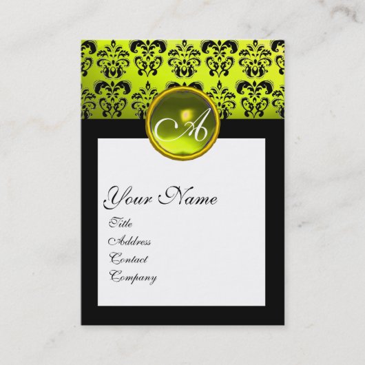 DAMASK SQUARE MONOGRAM, gelber Topaz Visitenkarte (Vorderseite)