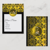 DAMASK SQUARE MONOGRAM, gelber Topaz Visitenkarte (Vorne/Hinten)