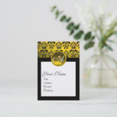 DAMASK SQUARE MONOGRAM, gelber Topaz Visitenkarte (Stehend Vorderseite)